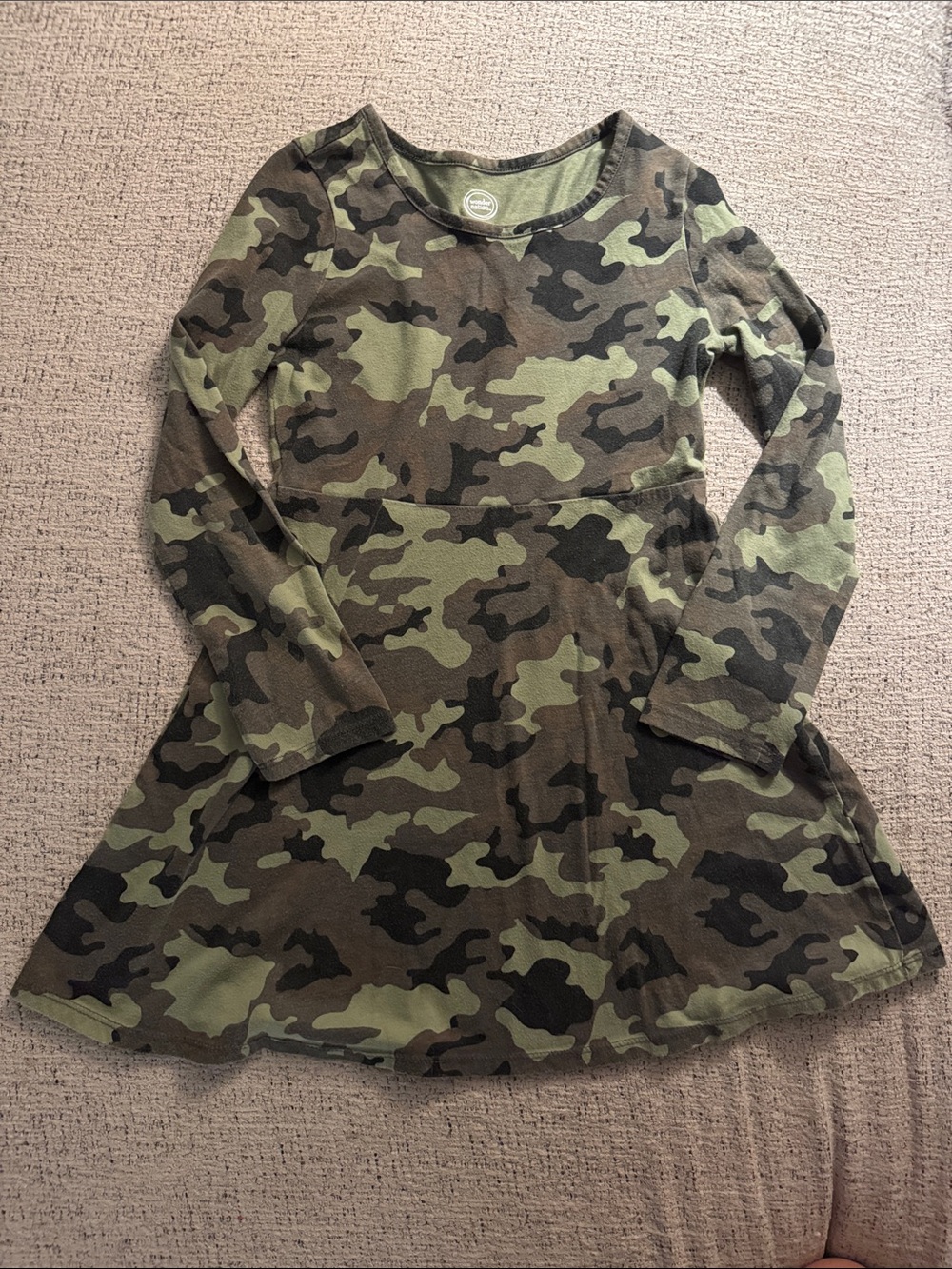 wonder nation Girls' Camo Skater Dress in Olive and Dark Green